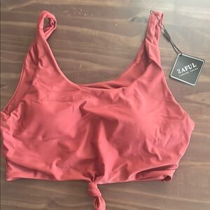 Zaful Pink Black Sleeveless Tie Front Bikini NWT